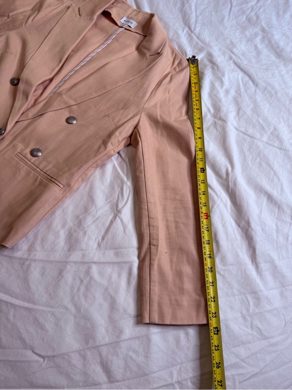 Evereve Blush Pink Military Button Double Breasted Cotton Blazer Medium - Picture 12 of 14